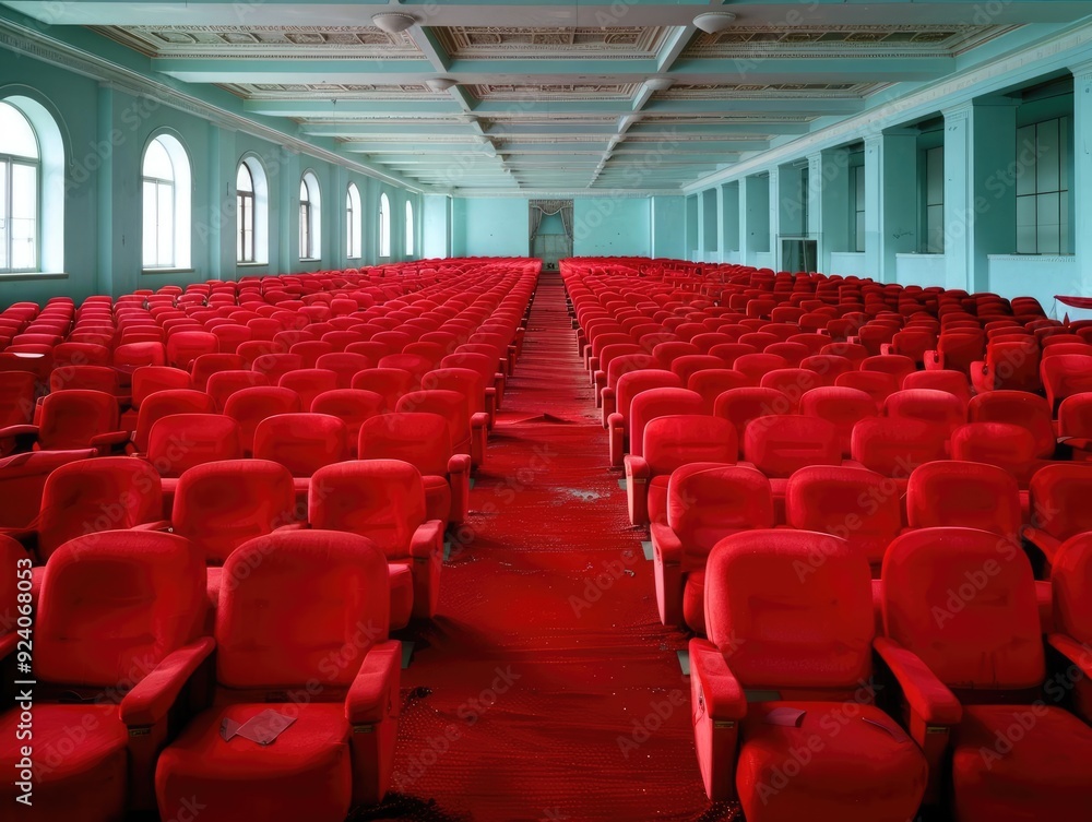 A ghostly theater with empty seats, the echoes of applause and forgotten performances haunting the air A ghostly theater with empty seats, the echoes of applause and forgotten performances haunting the air