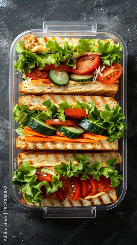 Top of School lunch box with food Top of School lunch box with food