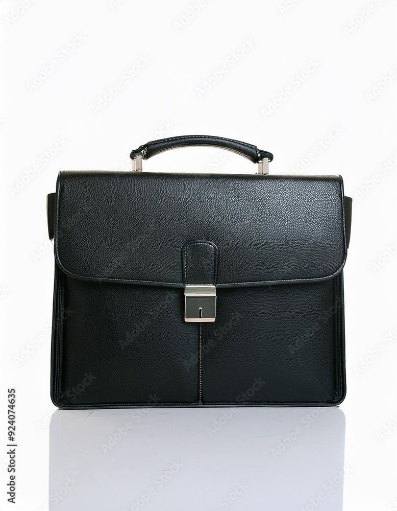 Beautiful new black business briefcase on transparent background Beautiful new black business briefcase on transparent background