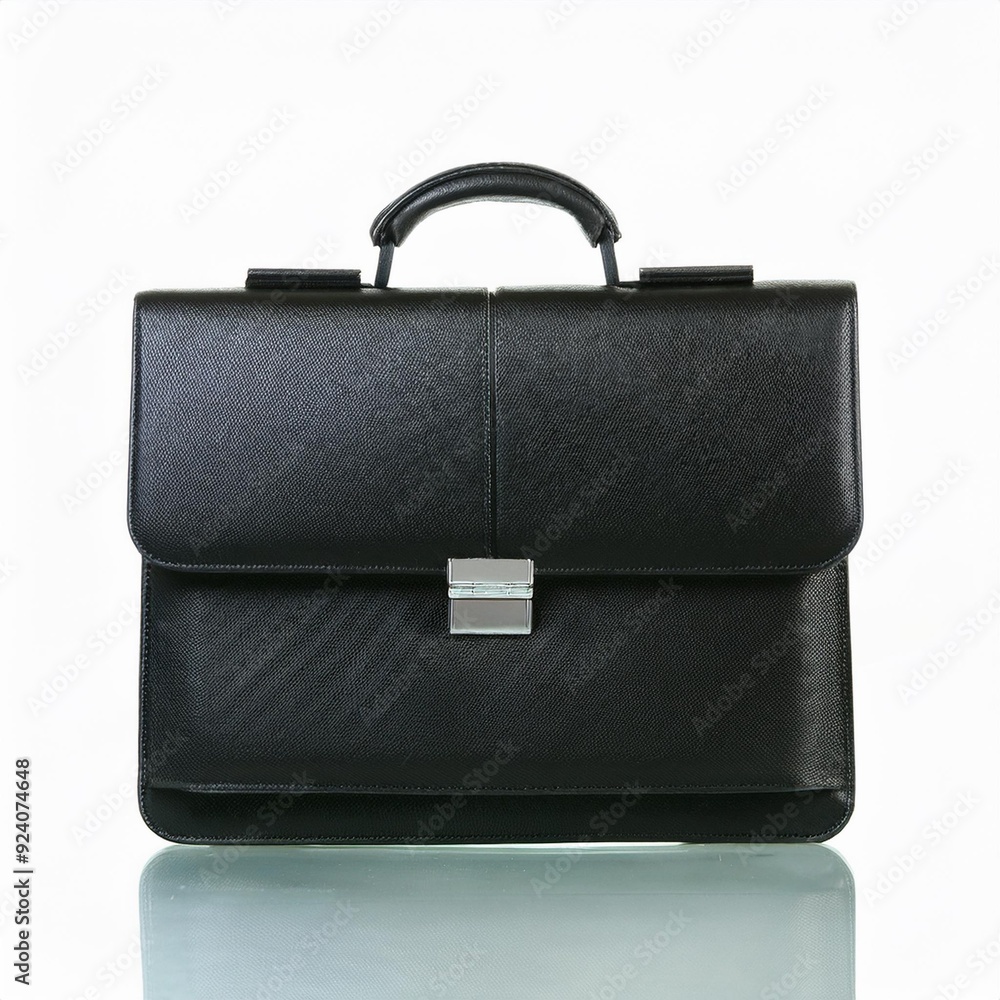 Beautiful new black business briefcase on transparent background Beautiful new black business briefcase on transparent background