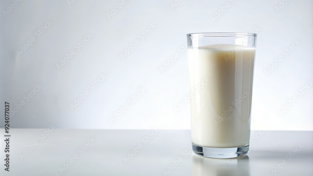 Fresh milk poured into a glass against a plain white background. Generative AI Fresh milk poured into a glass against a plain white background. Generative AI