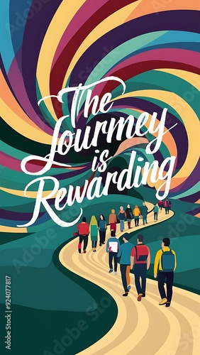 The journey is rewarding (T-shirt Design Motivational Quote, Illustartion,Typography,Banner,Poster)