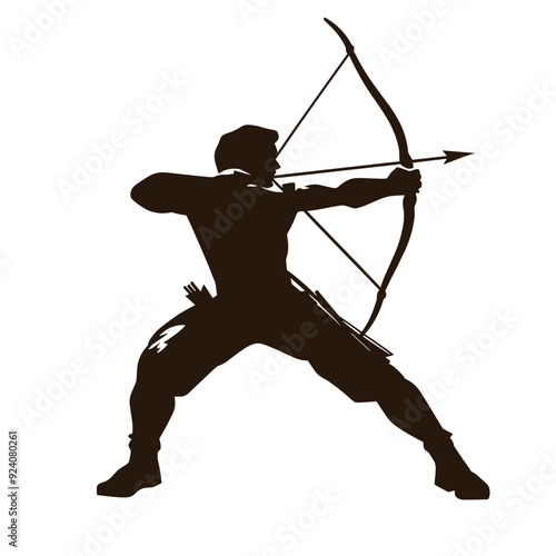 vector silhouette of an archer on a white background . Generative AI