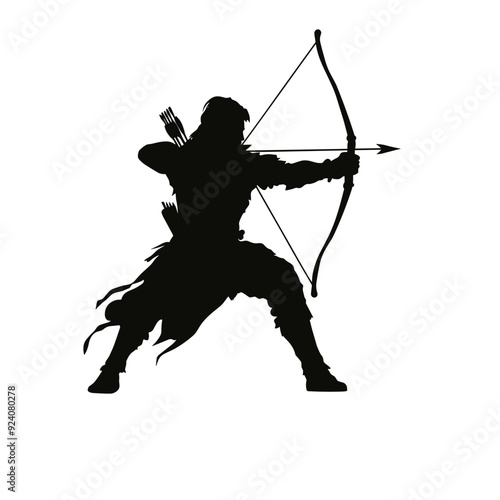 vector silhouette of an archer on a white background . Generative AI