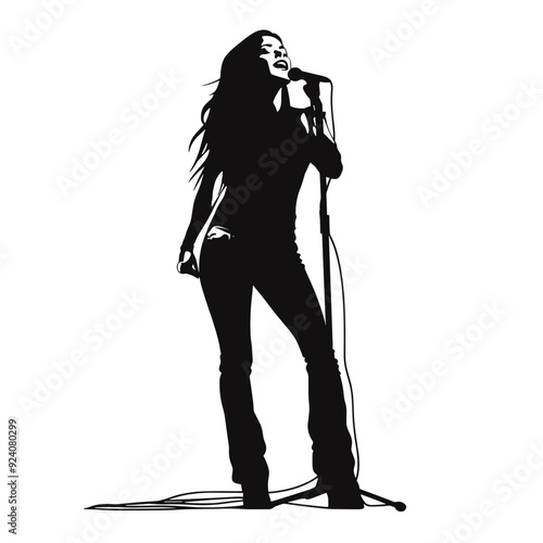 vector silhouette of a singer on stage on a white background . Generative AI
