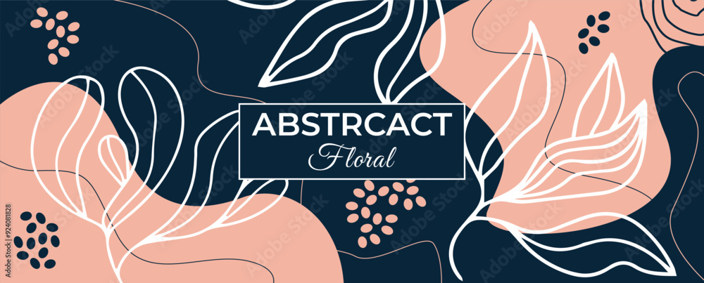 Fototapeta premium Vector floral pattern set poster banner cover template floral background abstract flowers design elements