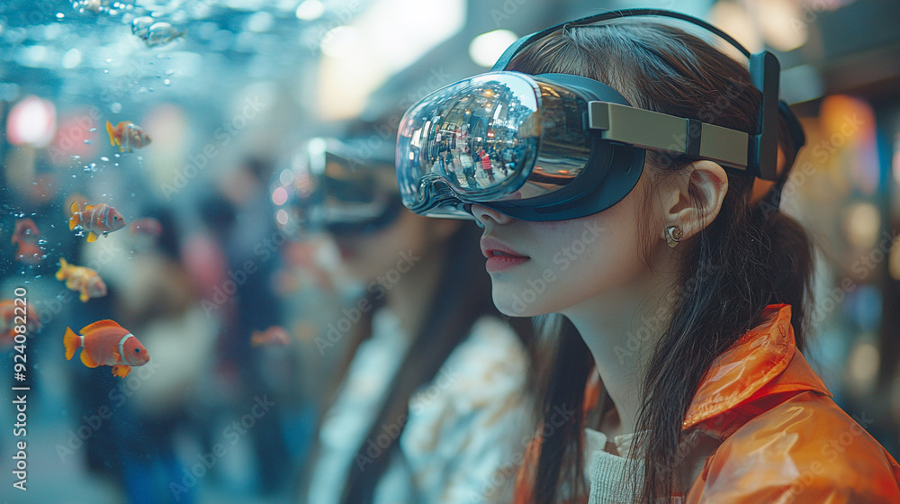 An imaginative virtual reality collage people wearing An imaginative virtual reality collage people wearing