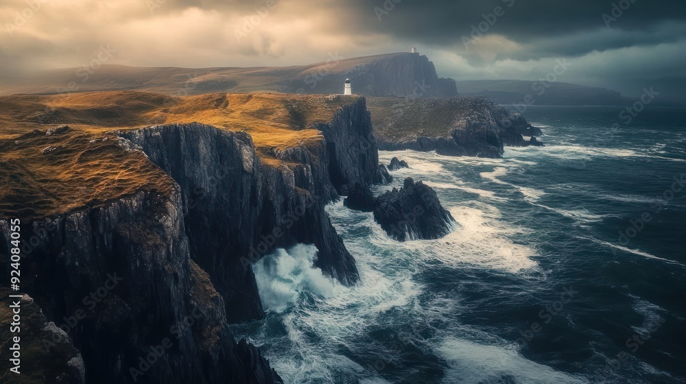 Fototapeta premium Dramatic Coastline with Lighthouse