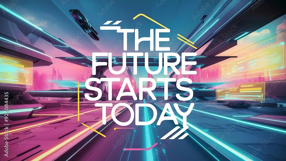 Obraz premium The future starts today (T-shirt Design Motivational Quote, Illustartion,Typography,Banner,Poster)