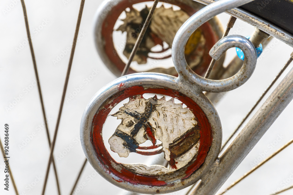 Fototapeta premium detail of an old rickshaw still in operation in Chiang Mai, Thailand