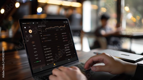 Obraz na płótnie A sleek digital wallet shows cryptocurrency holdings and detailed transaction history for easy management. w salonie
