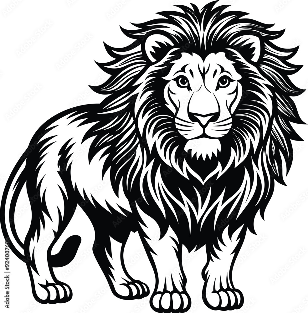 a black and white drawing of a lion with a black mane a black and white drawing of a lion with a black mane