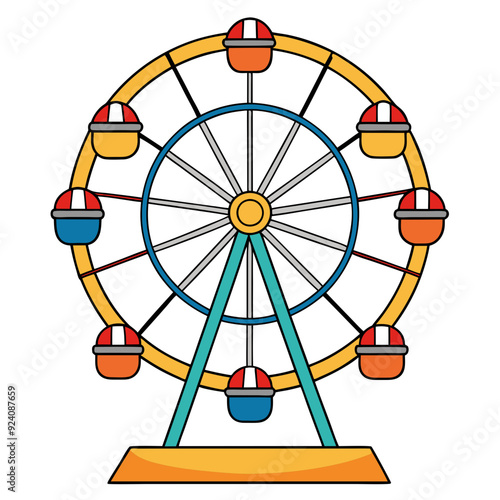 Ferris Wheel Vector Art - Detailed Drawing with SVG Files, Cricut Cut Files, Vector Clipart, T-shirt Graphics, and Vector Logo Icon