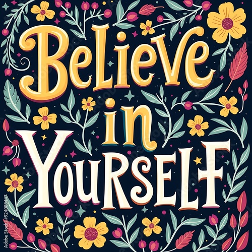 Believe In Yourself  (T-shirt Design Motivational Quote, Illustartion,Typography,Banner,Poster)