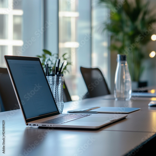 laptop on table, office