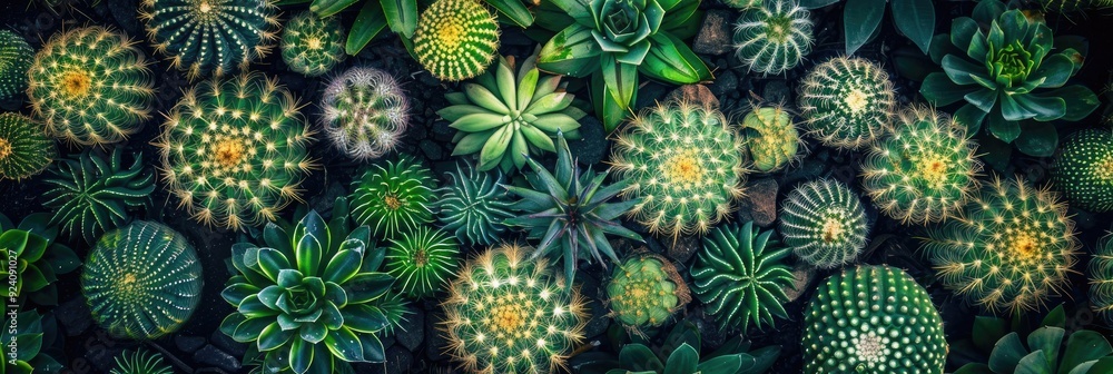 Aerial perspective of cacti resembling brain-like forms Aerial perspective of cacti resembling brain-like forms
