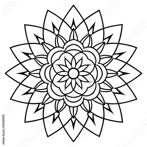 mandala line art white background