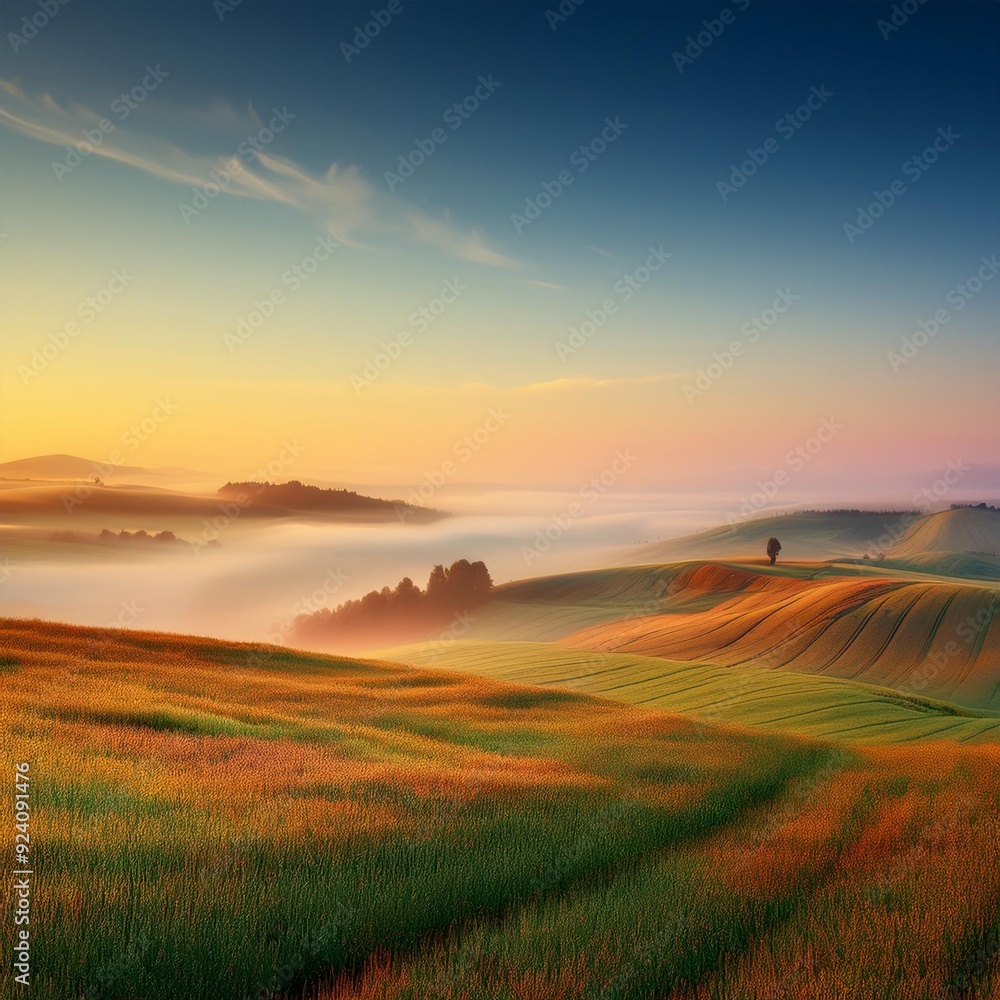 Fototapeta premium sunrise over the field