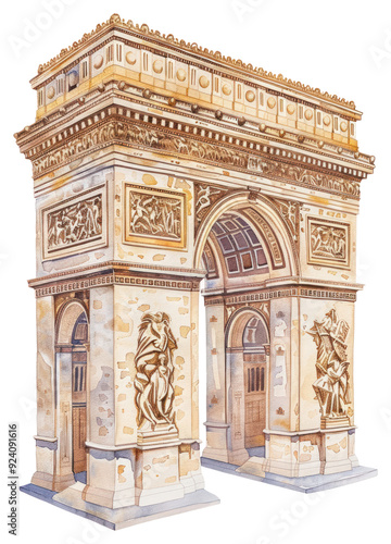 PNG Paris Arc de Triomphe architecture landmark arched.