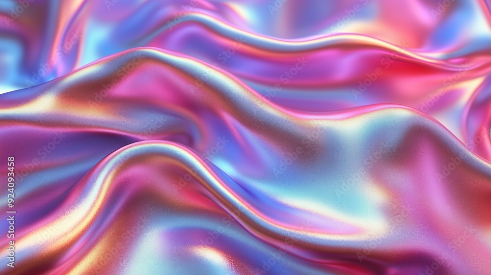 Colorful satin fabric draping elegantly with soft waves in pastel shades of pink, blue, and purple during daylight Colorful satin fabric draping elegantly with soft waves in pastel shades of pink, blue, and purple during daylight