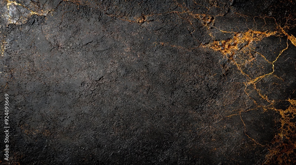 A close-up of a black and gold textured surface with a black and gold design on its top A close-up of a black and gold textured surface with a black and gold design on its top