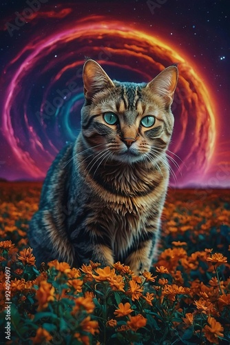 creative cat on the moon