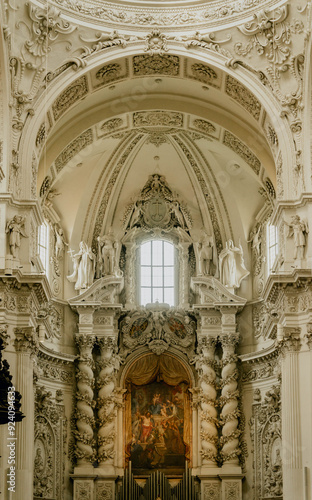 Historic Theatine Church in Munich, Germany – Baroque Architecture and Ornate Interior Details