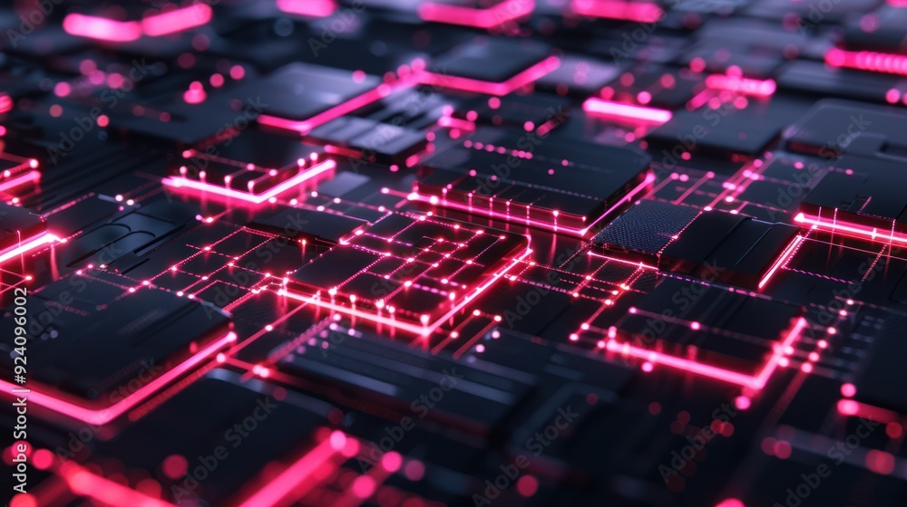 Abstract Cyberpunk Circuitry with Neon Lights Abstract Cyberpunk Circuitry with Neon Lights