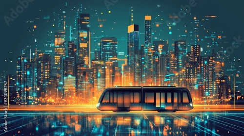 Smart City with Autonomous Transport Systems: Cities where transport is fully autonomous and managed by AI. #924098257