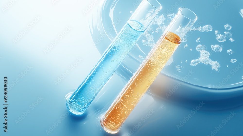 Chemical Samples in Laboratory Glassware. concept of health care and scientific developments Chemical Samples in Laboratory Glassware. concept of health care and scientific developments