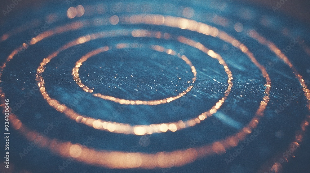   A close-up of a metallic object with a spiral design inside a circular frame
