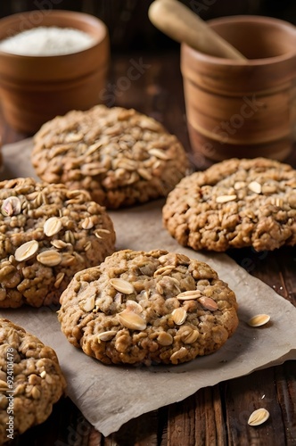 Oatmeal cookies surrounded by ingredients