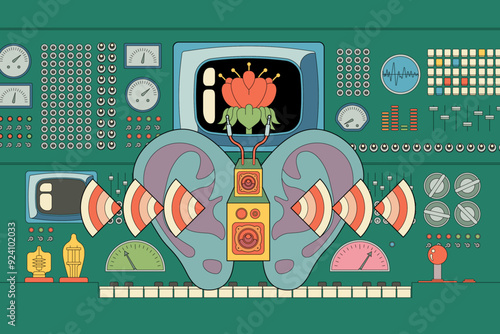 Illustration of a butterfly and synth