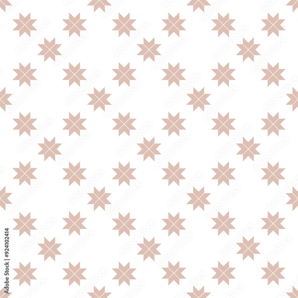 Seamless abstract geometric pattern. Pink, white. Vector illustration. Ethnic flowers, stars. Design for textile fabrics, wrapping paper, background, wallpaper, cover. Seamless abstract geometric pattern. Pink, white. Vector illustration. Ethnic flowers, stars. Design for textile fabrics, wrapping paper, background, wallpaper, cover.
