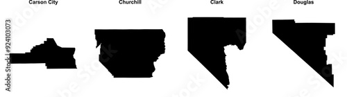 Carson City, Churchill, Clark, Douglas outline maps