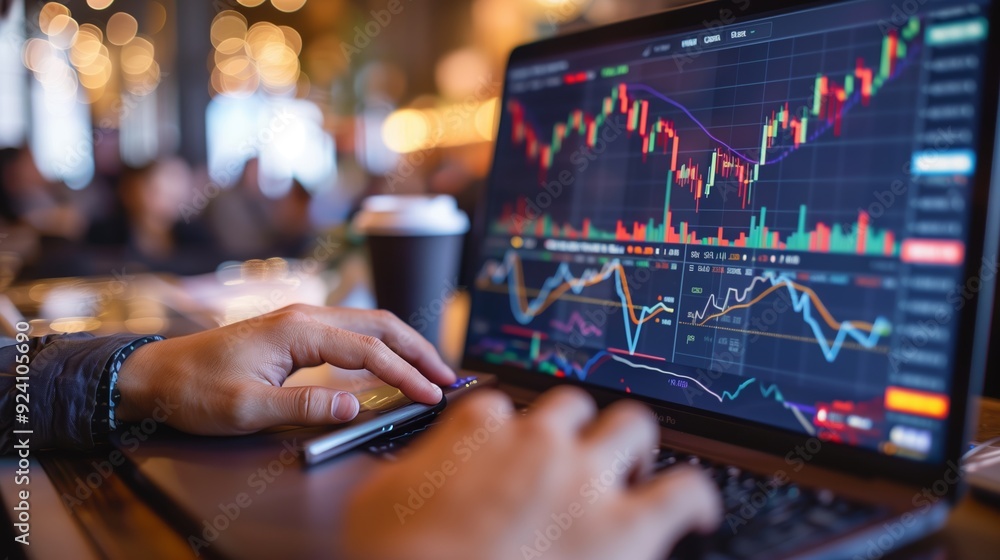 A person reviews their diverse investment portfolio to maximize returns and minimize risks. A person reviews their diverse investment portfolio to maximize returns and minimize risks.