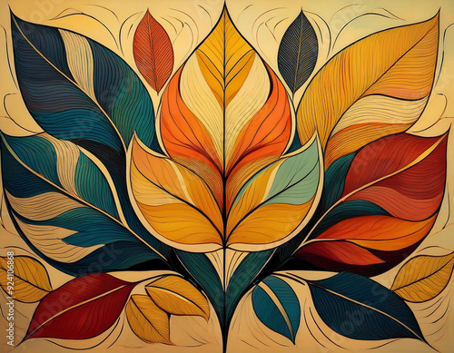 Wallpaper Mural Autumn Leaf Print Pattern Repeated Single Leaf Design in Seasonal Colors Torontodigital.ca