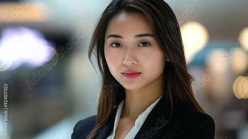 Wallpaper Mural See the empowered look of a young Asian businesswoman in a sophisticated pantsuit, her confident aura radiating success Torontodigital.ca