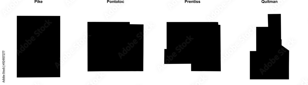 Pike, Pontotoc, Prentiss, Quitman outline maps Pike, Pontotoc, Prentiss, Quitman outline maps