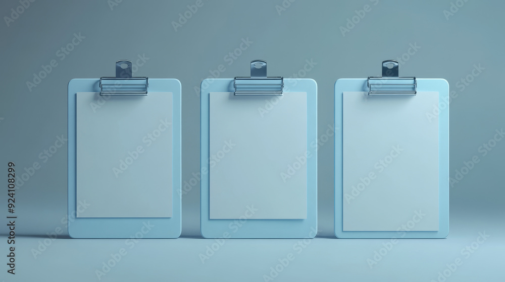 Color: A neutral gray background that provides a clean and unobtrusive backdrop. The gray color should be soft and even, allowing the blue clipboard and white paper to be the focal points of the image Color: A neutral gray background that provides a clean and unobtrusive backdrop. The gray color should be soft and even, allowing the blue clipboard and white paper to be the focal points of the image