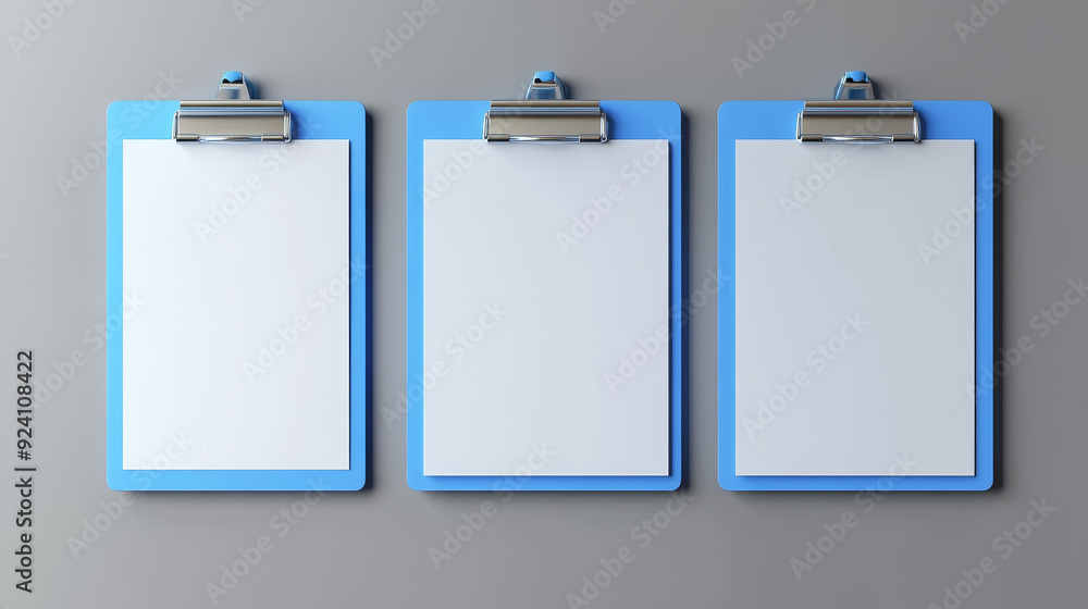 Color: A neutral gray background that provides a clean and unobtrusive backdrop. The gray color should be soft and even, allowing the blue clipboard and white paper to be the focal points of the image Color: A neutral gray background that provides a clean and unobtrusive backdrop. The gray color should be soft and even, allowing the blue clipboard and white paper to be the focal points of the image