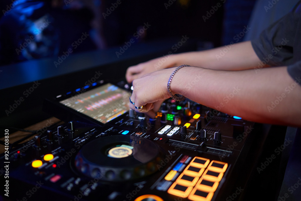 Naklejka premium Audio Mixing Console in a Recording Studio with advanced sound production capabilities
