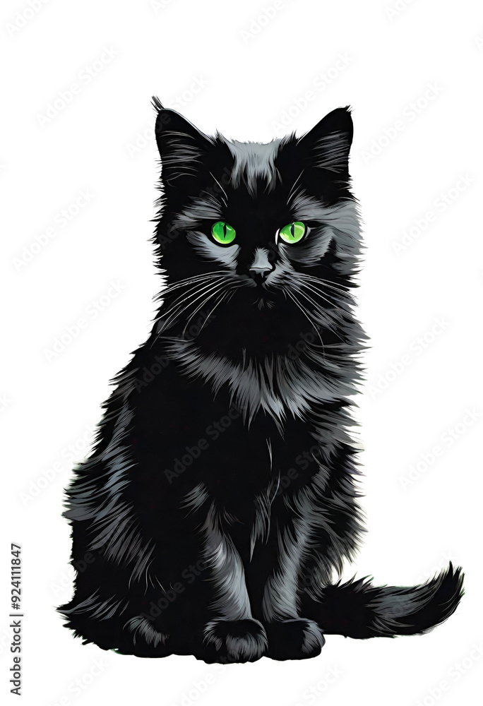Obraz premium Black cat with green eyes 