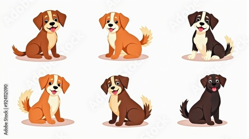 Cute Cartoon Puppies Collection - Adorable Dog Illustrations for Children's Books, Kids Projects, and Pet-Themed Designs