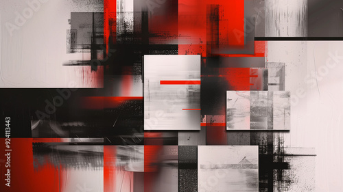A visually striking abstract piece that blends geometric shapes with organic, brushstroke elements.