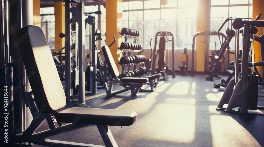 Obraz premium Modern Gym Interior with Sunlight