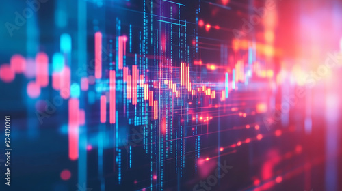 financial analysis presentations, investment reports, or digital dashboards focused on stock market analysis and economic data.