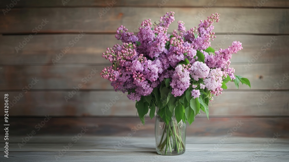 a vase filled with lilacs with a wooden backdrop. flowers being dried to create fragrant oil a vase filled with lilacs with a wooden backdrop. flowers being dried to create fragrant oil