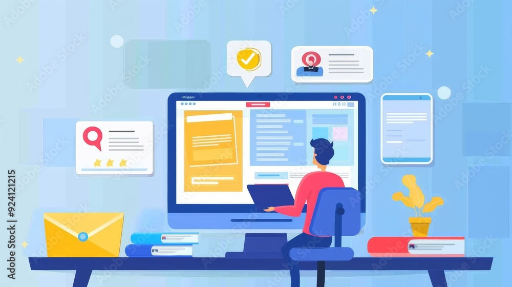 Adult Learner Engaged in Online Professional Development Course with Certification and Progress Tracking Adult Learner Engaged in Online Professional Development Course with Certification and Progress Tracking