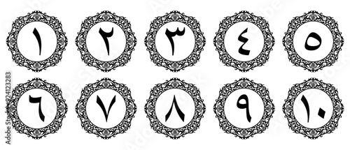 Arabic numerals with ornaments for book pages of your choice of elegant design. Vector file isolated on a transparent background